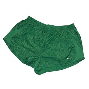 Nike Running Shorts Women's Medium Green Printed 5K Dri Fit Built in Brief